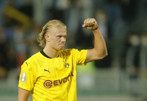 Erling Haaland scorede tre gange i pokalkampen mod SV Wehen