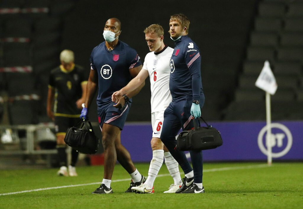Oliver Skipp blev skadet mod Kosovo, da han spillede for England. Han er nu tvivlsom til weekendens kamp.