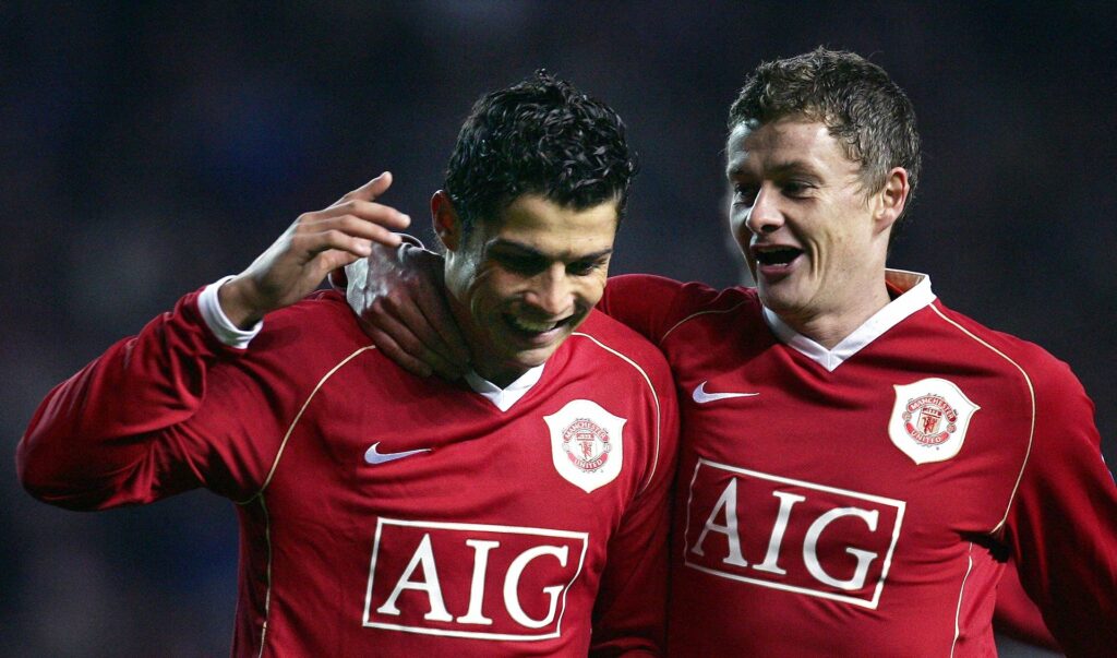 Ronaldo og Solskjær for Manchester United.
