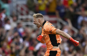 Aaron Ramsdale fik debut for Arsenal F.C. lørdag eftermiddag i Premier League