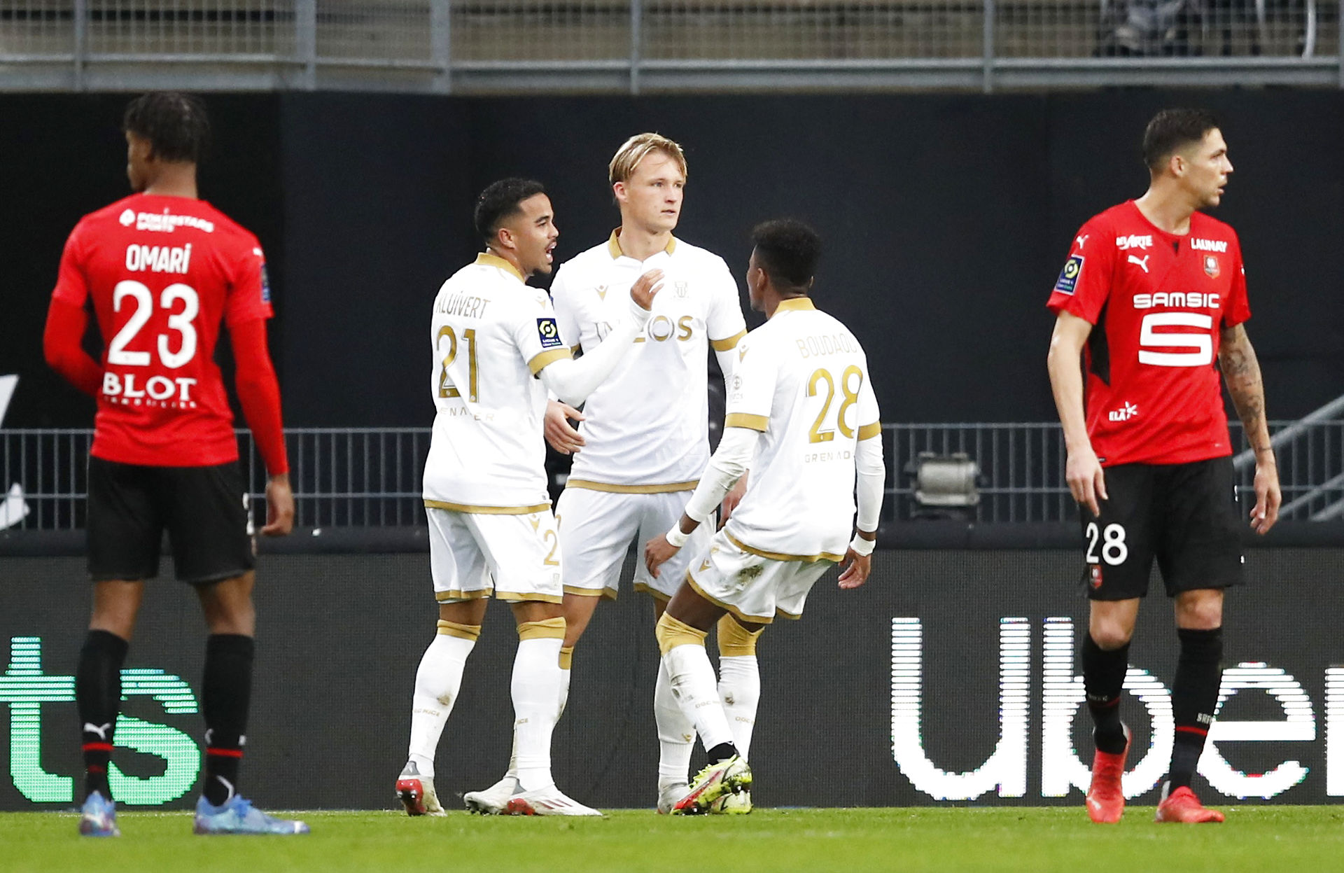 Dolberg i hovedrollen: Nice er nyt top tre-hold i Ligue 1 Kasper Dolberg scorede kampens første mål på straffespark efter små 20 minutter. Foto: Stephane Mahe/Reuters/Ritzau Scanpix