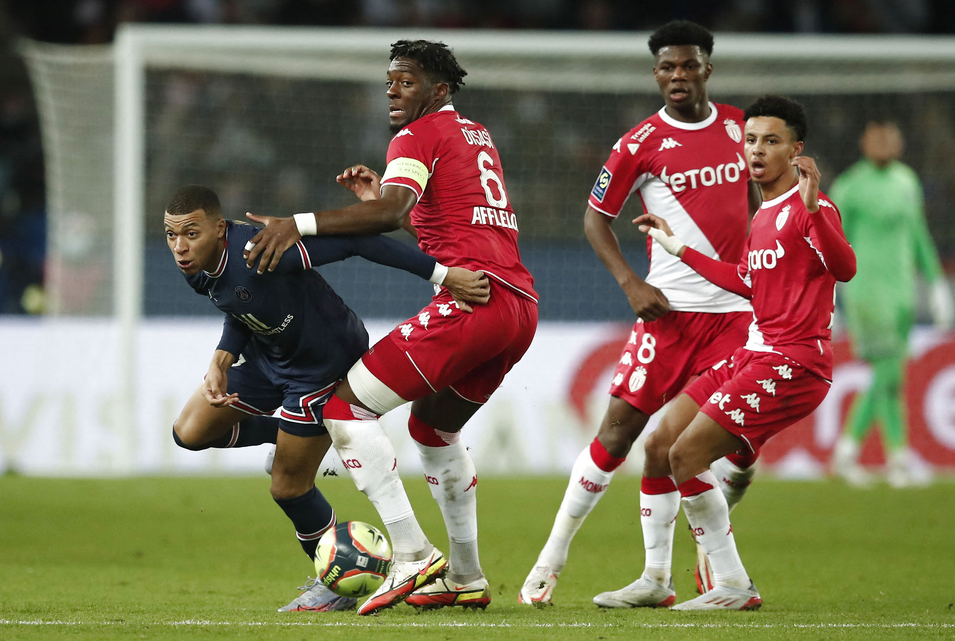 Mbappe gjorde det onde mod sin ungdomsklub Mbappé drev flere gange gæk med monegaskerne. Foto: Benoit Tessier/Reuters/Ritzau Scanpix.