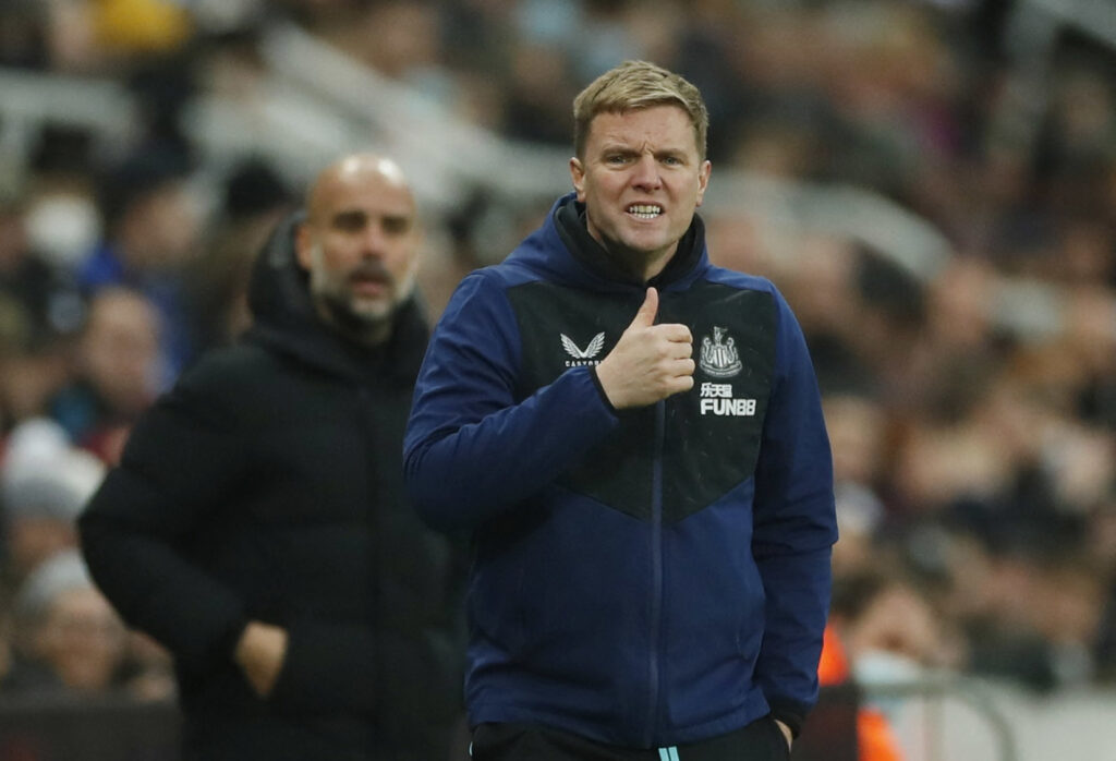 Eddie Howe og Pep Guardiola, Newcastle og Manchester City-managers