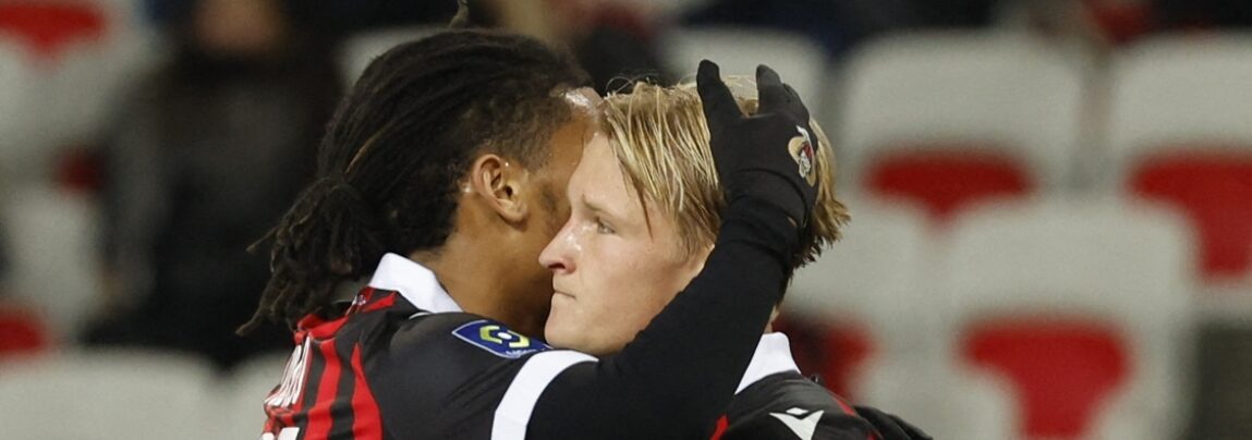 Kasper Dolberg scorede i Nices 2-1 sejr over Nantes fredag aften i Ligue 1.