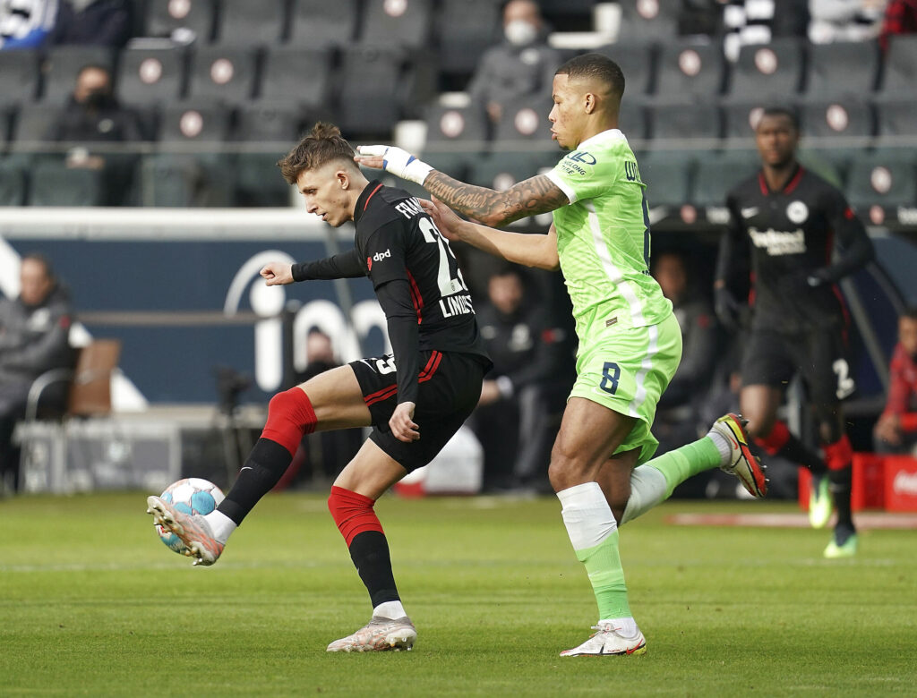 Jesper Lindstrøm og Frankfurt tabte til Jonas Wind og Wolfsburg i dagens kamp.