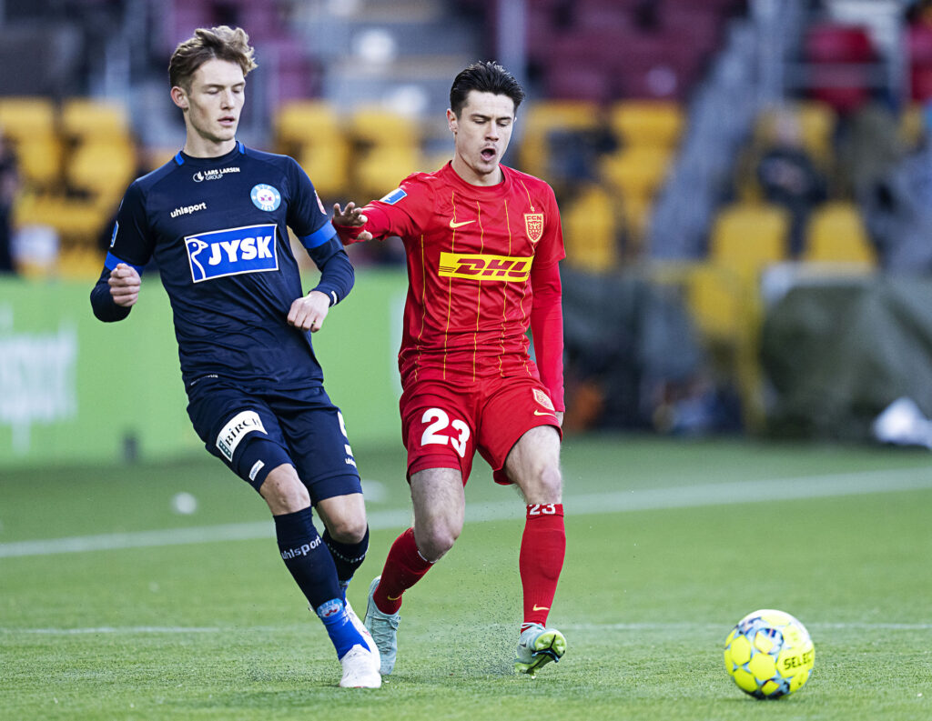 Oliver Sonne er med for Silkeborg IF søndag mod Randers FC i Superligaen.