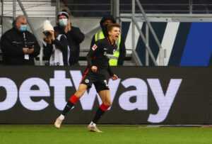 Jesper Lindstrøm scorede for Eintracht Frankfurt i Bundesliga-kampen mod Hertha Berlin.