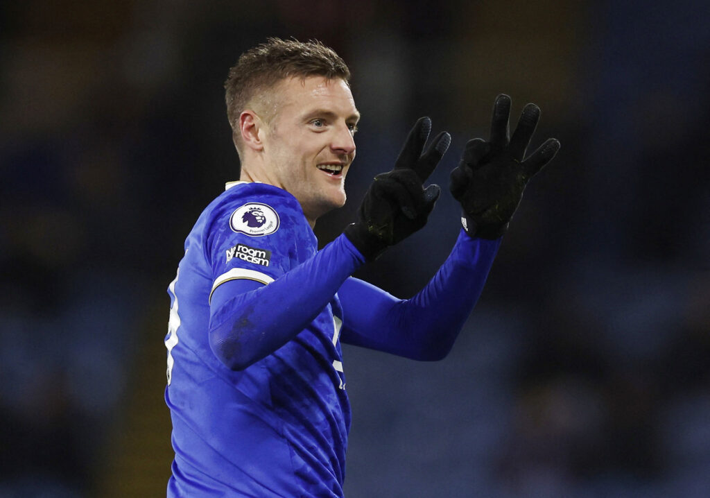 Jamie Vardy er nu den angriber, der har scoret flest mål i Premier League efter at være fyldt 30.