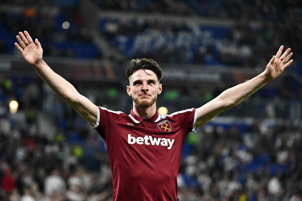 Declan Rice West Ham Europa League Lyon Moussa Dembélé