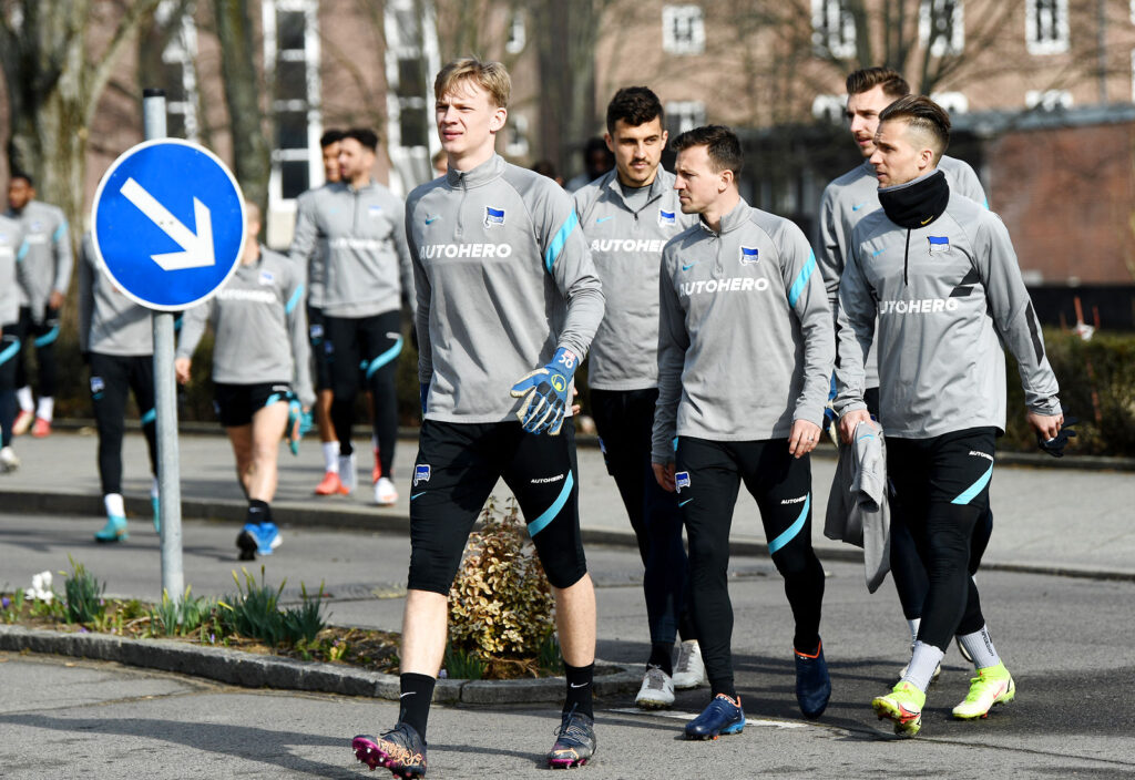 Oliver Christensen før træning i Hertha Berlin