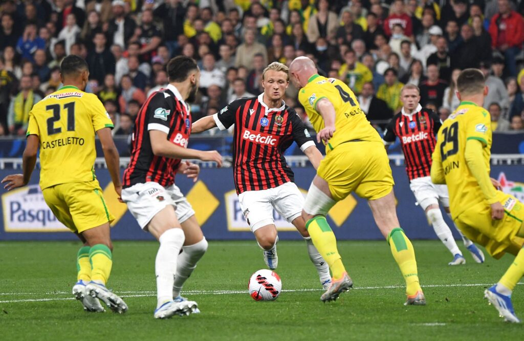 Kasper Dolberg led lørdag aften et pokalfinalenederlag til FC Nantes