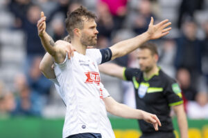 Patrick Mortensen scorede to mål i træningskampen mod AaB