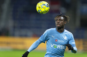 Stephen Odey scorede Randers FC's første mål imod Helsingør FC.