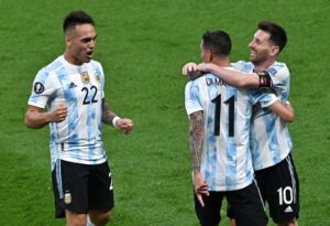 Ángel Di María Lionel Messi Lautaro Martinez Argentina