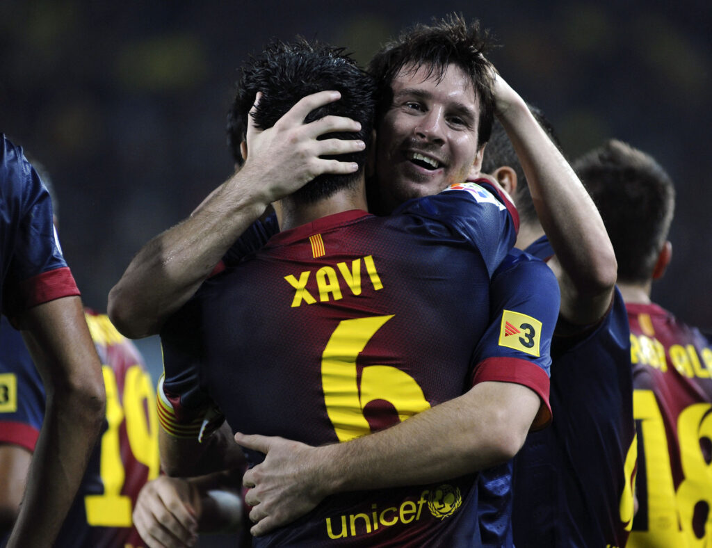 Lionel Messi Xavi FC Barcelona genforening