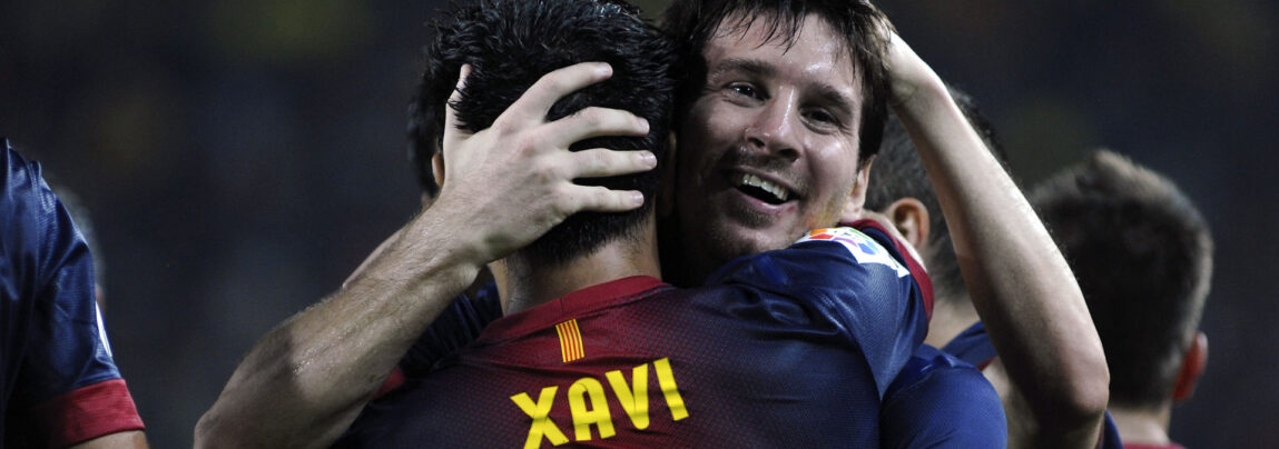Lionel Messi Xavi FC Barcelona genforening