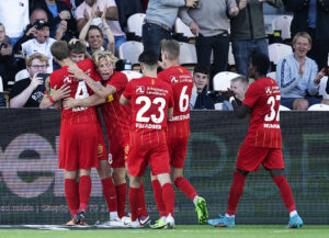 Mads Kristian Hansen jubler efter sin scoring