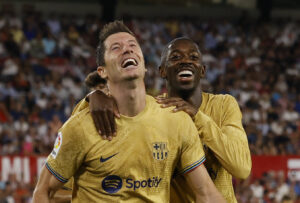 Kasper Dolberg debut Sevilla FC Barcelona 0-3