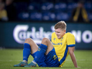 Brøndbys Mathias Greve efter superligakampen Brøndby - FC Midtjylland på Brøndby Stadion