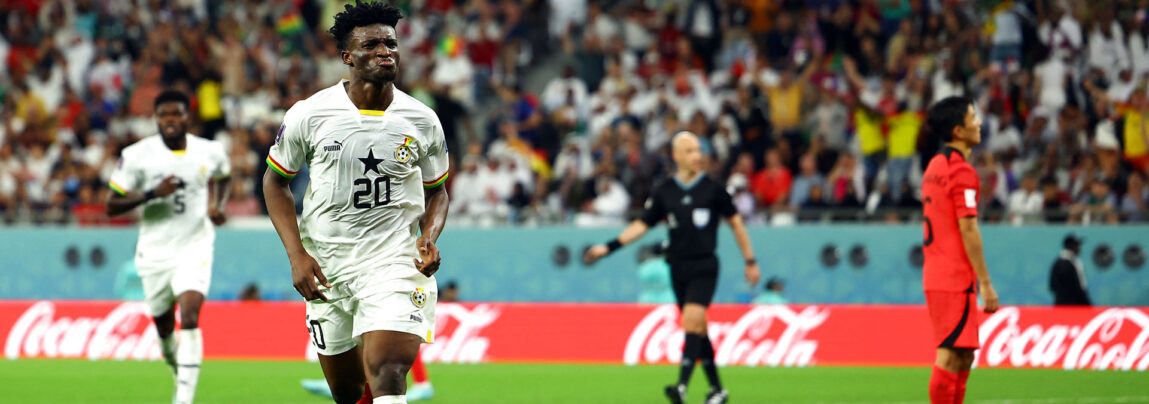 Den tidligere FC Nordsjællan-spiller, Mohammed Kudus, scorede to gange og sørgede for at Ghana slog Sydkorea ved VM i Qatar 2022.