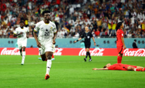 Den tidligere FC Nordsjællan-spiller, Mohammed Kudus, scorede to gange og sørgede for at Ghana slog Sydkorea ved VM i Qatar 2022.