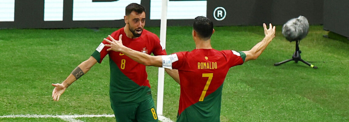 Portugal vandt mandag aften over Uruguay, og selvom Cristiano Ronaldo troede han havde scoret, så blev sejrsmålet sat ind af Bruno Fernandes.