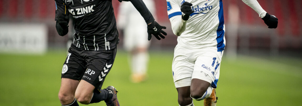 F.C. Københavns Mohamed Daramy i Superliga-kampen mod AC Horsens.