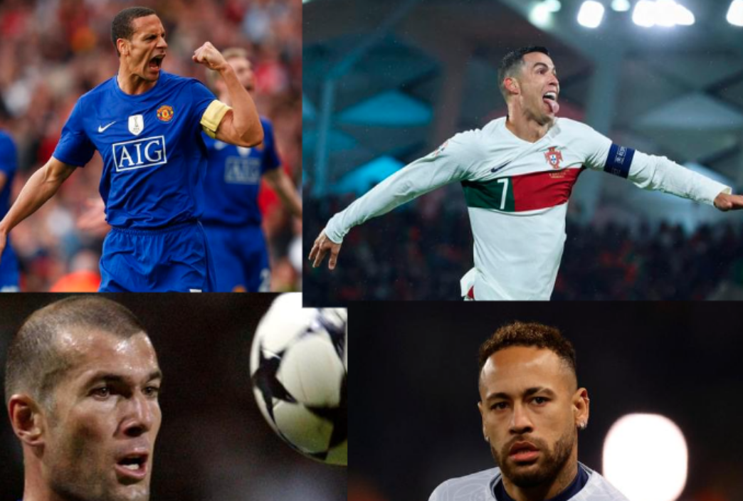 Cristiano Ronaldo, Neymar, Zinedine Zidane og Rio Ferdinand er alle en del af top 10