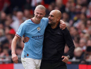 Pep Guardiola om Erling Haaland.