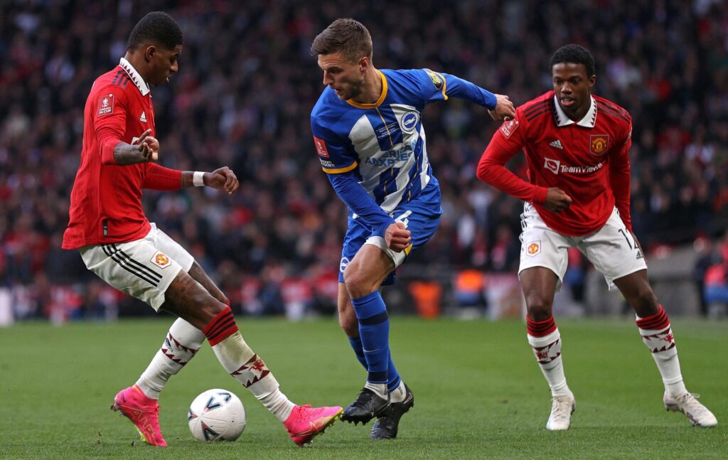 Se mål og highlights fra FA Cup-semifinalen mellem Manchester United og Brighton på Wembley.