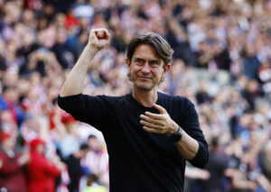 Thomas Frank er glad for de tre point mod Forest, men ikke tilfreds med præstationen.