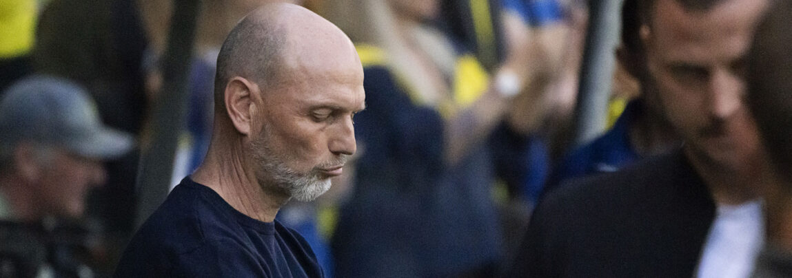 Brøndbys cheftræner Jesper Sørensen under superligakampen mellen Brøndby IF og FC København i Brøndby søndag den 14. maj 2023.