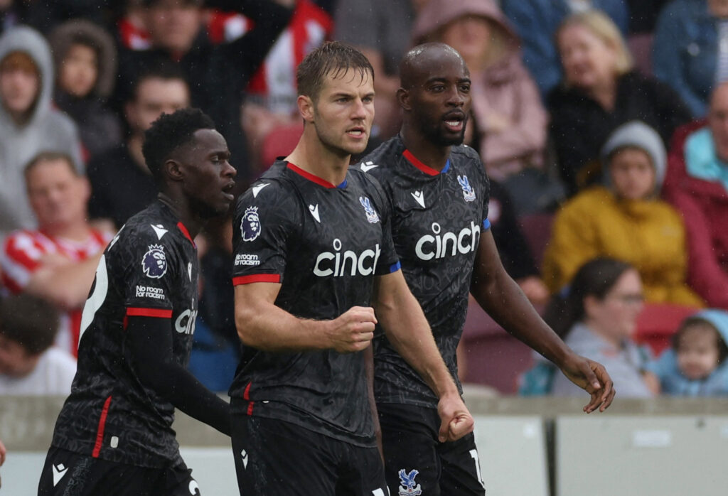 JOachim Andersen scorede for Crystal Palace mod Brentford.