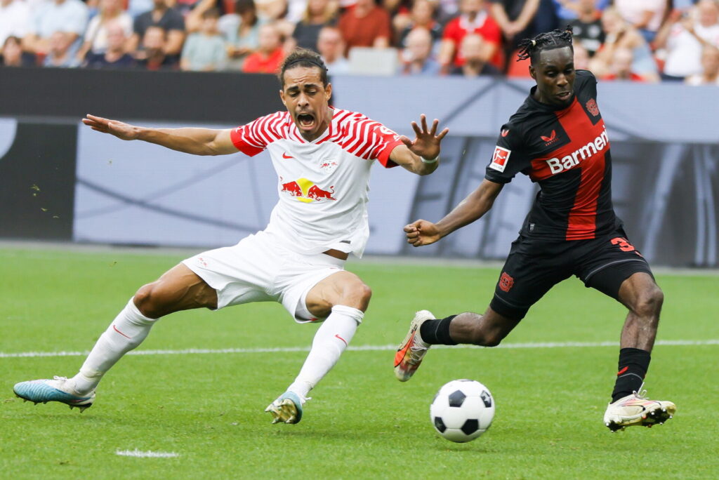 Yussuf Poulsen og co. måtte se sig slået i en målrig Bundesliga-åbner mod Leverkusen.