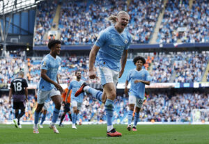Erling Haaland scorede endnu et Premier League-hattrick for Manchester City.