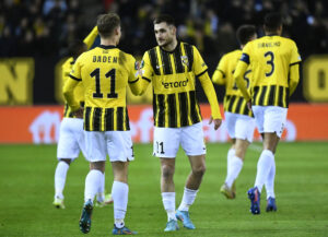 Nikolai Baden Frederiksen, her fra Vitesse Arnheim, scorede et drømmemål for Austria Lustenau tirsdag aften