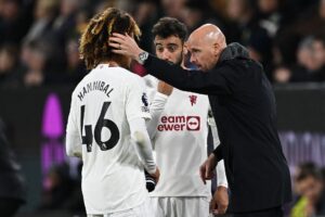 Hannibal Mejbri startede inde mod Burnley i stedet for Christian Eriksen.