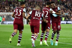 Mohammed Kudus scorede sit første mål for West Ham.