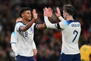Ollie Watkins scorede op et oplæg fra Jack Grealish i England kamp mod Australien.