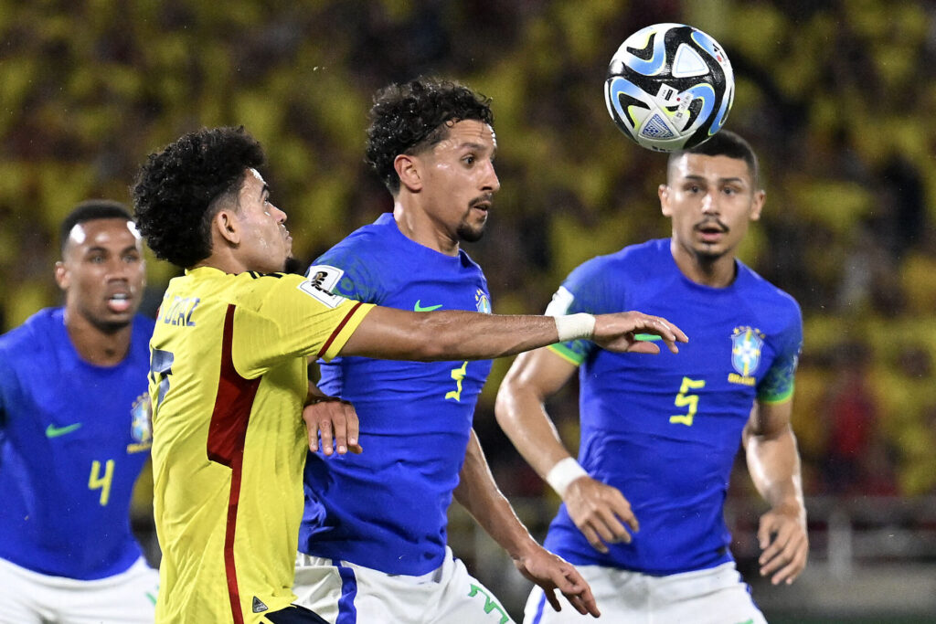 Marquinhos og Brasilien tabte med 2-1 til Columbia, da Luis Diaz scorede to mål for columbianerne.