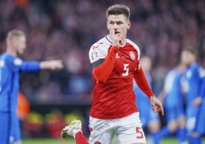 Joakim Mæhle scorede for Danmark mod Slovenien.