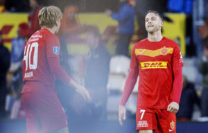 Marcus Ingvartsen var ikke tilfreds med indsatsen torsdag aften mod Spartak Trvana.