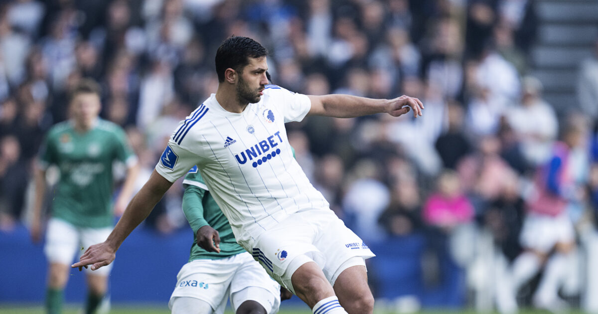FCK-bet forlænget: Midtstopper ude resten af året FCKs David Khocholava under superligakampen mellem FC København og Viborg FF i Parken , søndag den 19. marts 2023. (Foto: Claus Bech/Ritzau Scanpix)