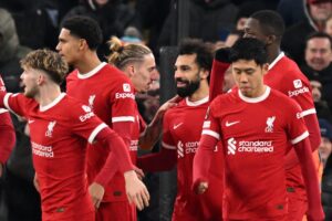 Liverpool fejrer målet mod LASK Linz.