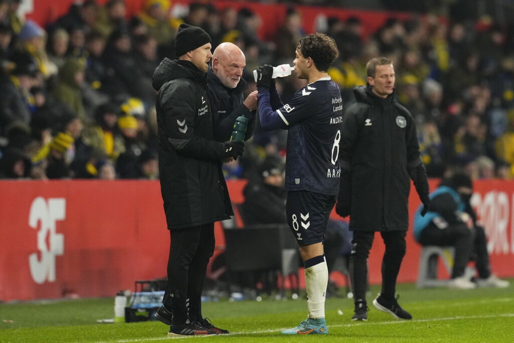 AGF's Mikael Anderson mener, at der måske var lidt held at hente i første halvleg mod Brøndby.