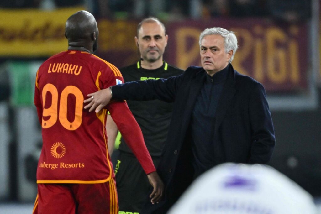 Jose Mourinho og Romelu Lukaku for AS Roma.
