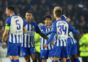 Brightons spillere jubler efter en scoring