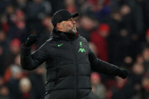 Jürgen Klopp fejrer, at Liverpool vandt 4-3 over Fulham