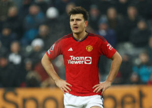 Manchester Uniteds Harry Maguire i nederlaget til Newcastle.