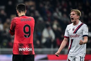 Victor 'VK' Kristiansen startede inde for Bologna, som lørdag aften gæstede Simon Kjær og AC Milan.